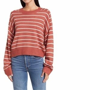 T Tahari Saddle Stripe Long Sleeve Sweater